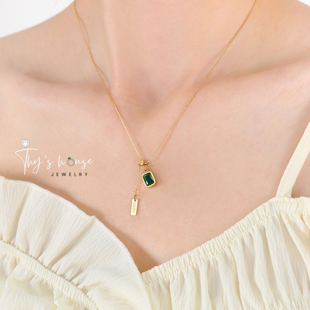 Jade Aura LMD46 สร้อยคอไทเทเนียมพรีเมียม [NO RUST]