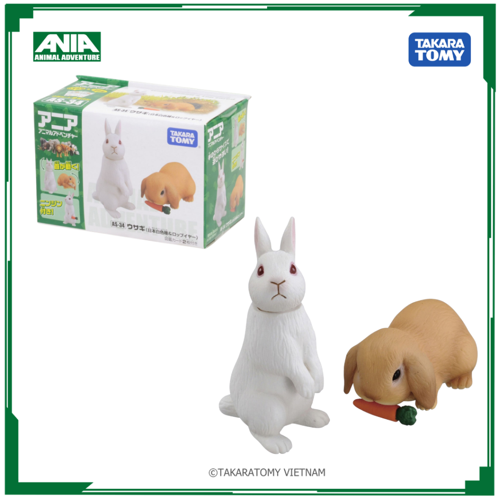 Ania AS-34 Rabbit โมเดลกระต่ายขาวญี่ปุ่น & Holland Lop 119524 TakaraTomy ของแท้