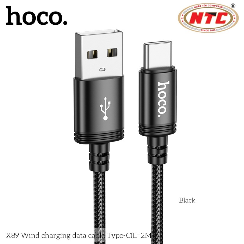 Hoco X89 สายชาร์จร่มสุดทนทานพร้อมพอร์ต TypeC ยาว 2M (สีดํา) - Nhat Tin Accessories