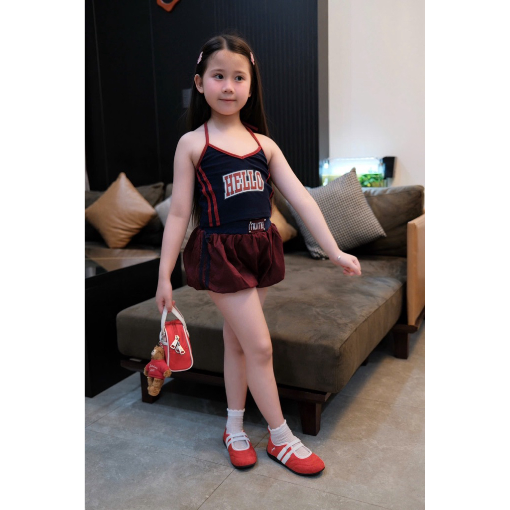 READY - (DESIGNED ITEM) HK77 ชุดฟักทอง HELLO สีแดงและดํา 7-40kg