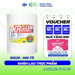 Cuộn khăn giấy thấm thực phẩm KRCLEAN 500 tờ thấm hút nước, lau đa năng, thấm thịt cá, giấy gói thực phẩm