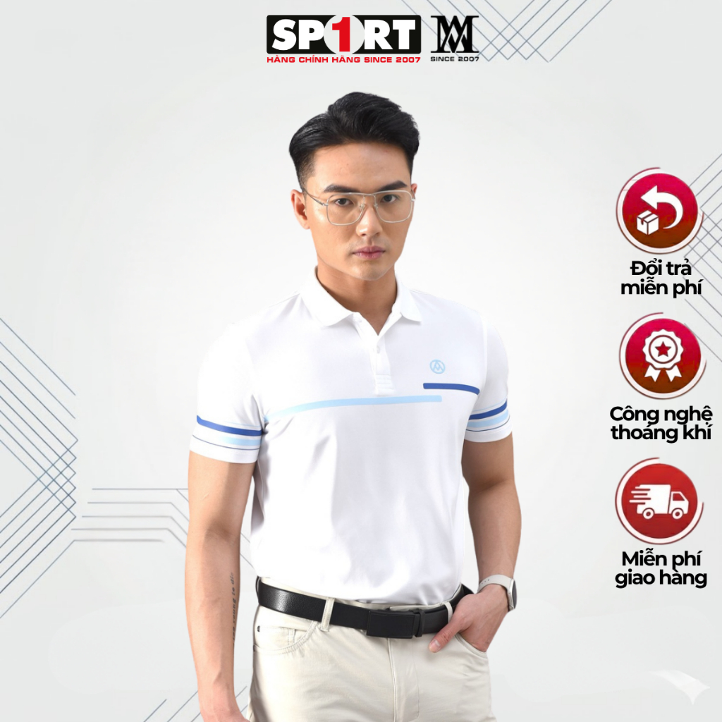 AM SPORT1 PLM234 เสื้อโปโลผู้ชาย เสื้อคอปก เท่ ยืดหยุ่นดี ดูดซับเหงื่อ ไม่โทรม