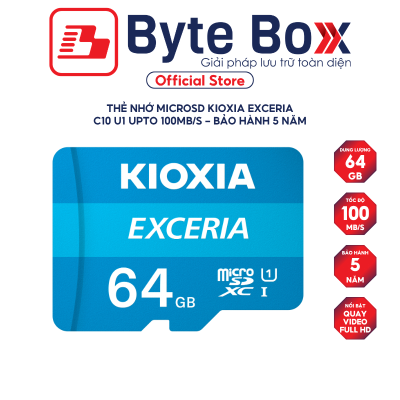 KIOXIA EXCERIA 64G C10 U1 upto 100Mb/s การ์ดหน่วยความจํา MicroSD LMEX1L064GG4 - 5 ปี