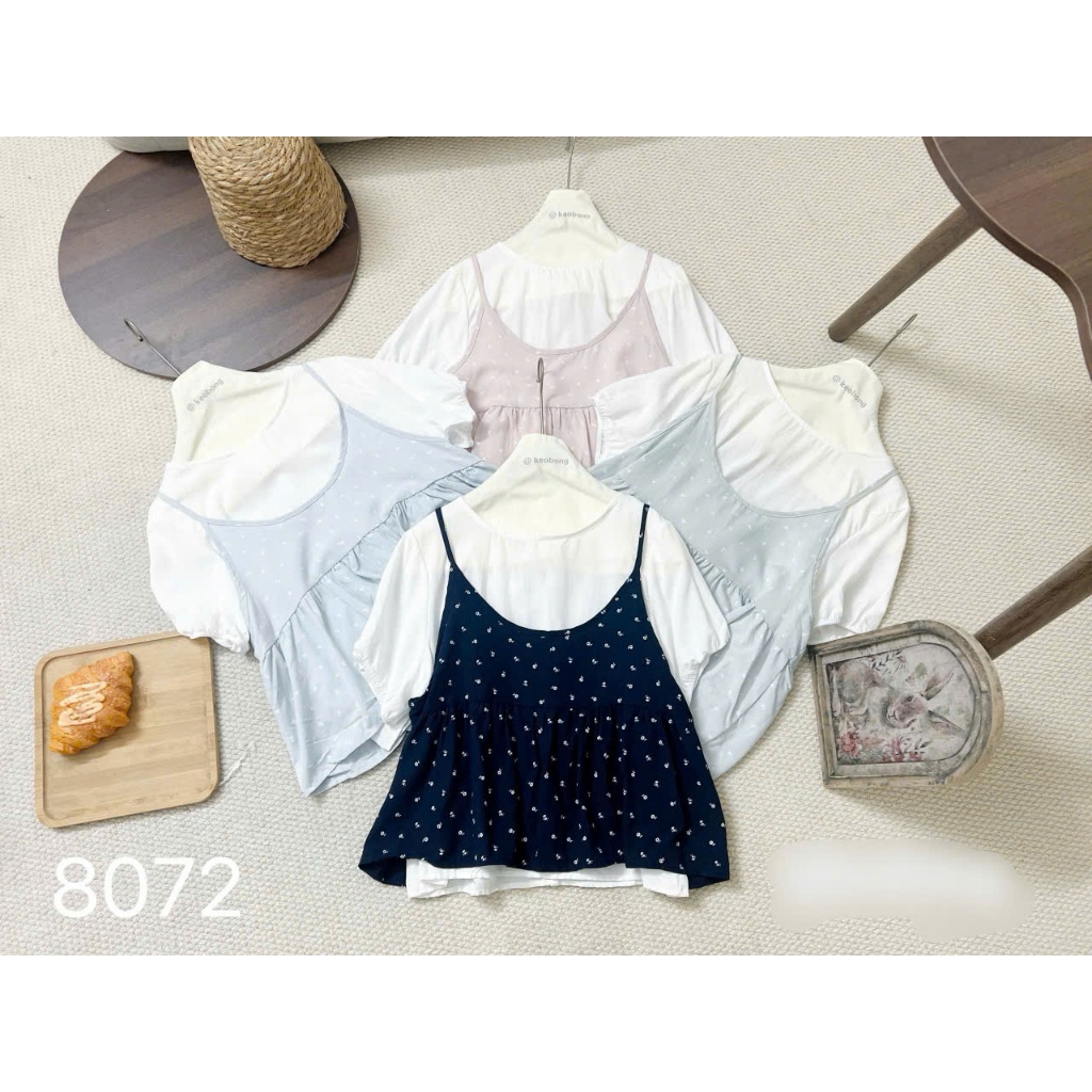 (ผลิตภัณฑ์ QC) 2-STRING BIRDS รวม VINTAGE FLOWER PATTERN 2-STRING BIRDS พร้อม BABYDOLL SHORT-SLEEVE 