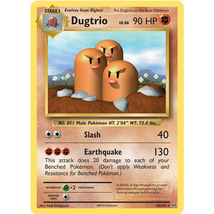 [การ์ดโปเกมอน TCG] Dugtrio - 56/108 - หายาก