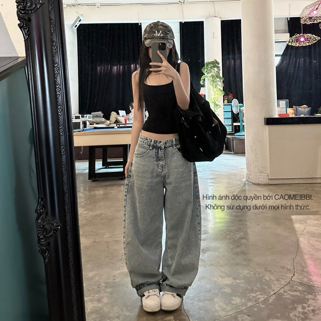 CAOMEIBBI - UNISEX Loose CURVED JEANS - KARIN DENIM