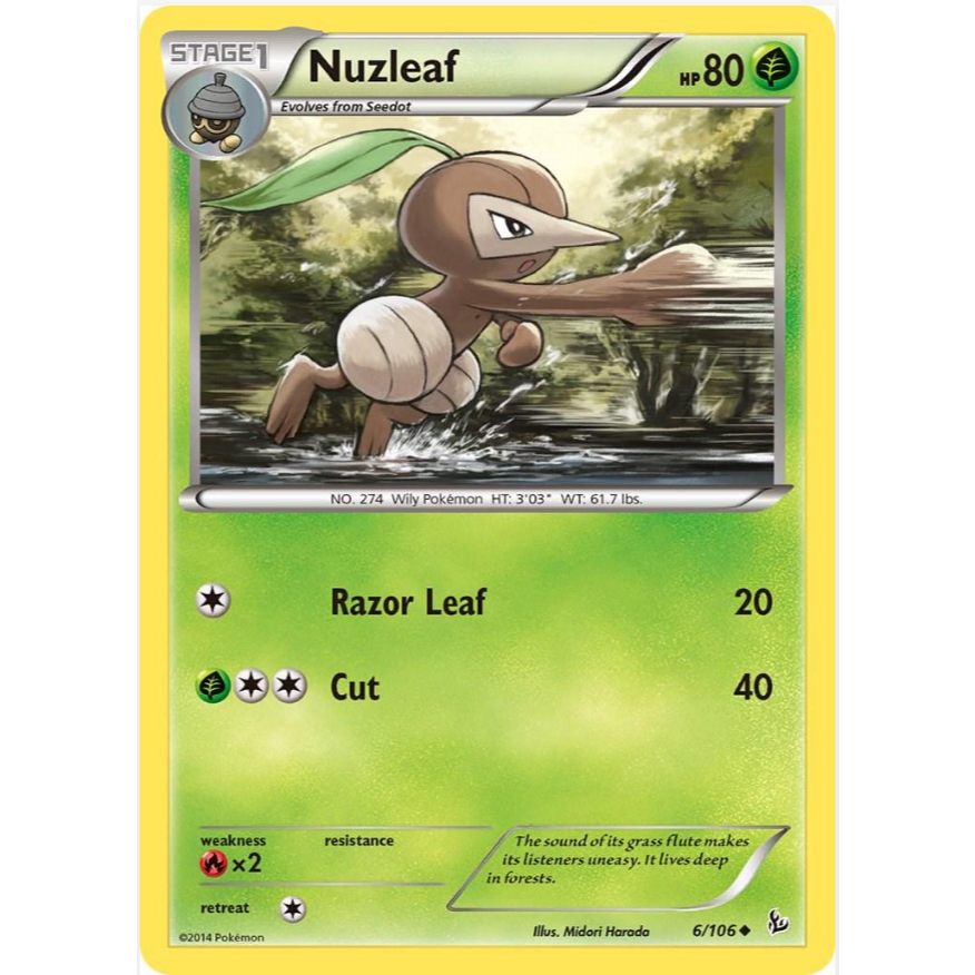 [การ์ดโปเกมอน TCG] Nuzleaf - 6/106 - Uncommon