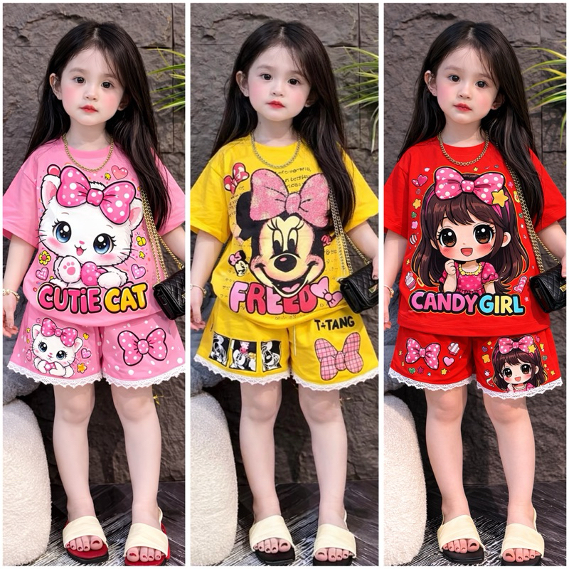 COMBO 3 SETS OF GIRLS LACE BOWS ขนาด 7-45kg