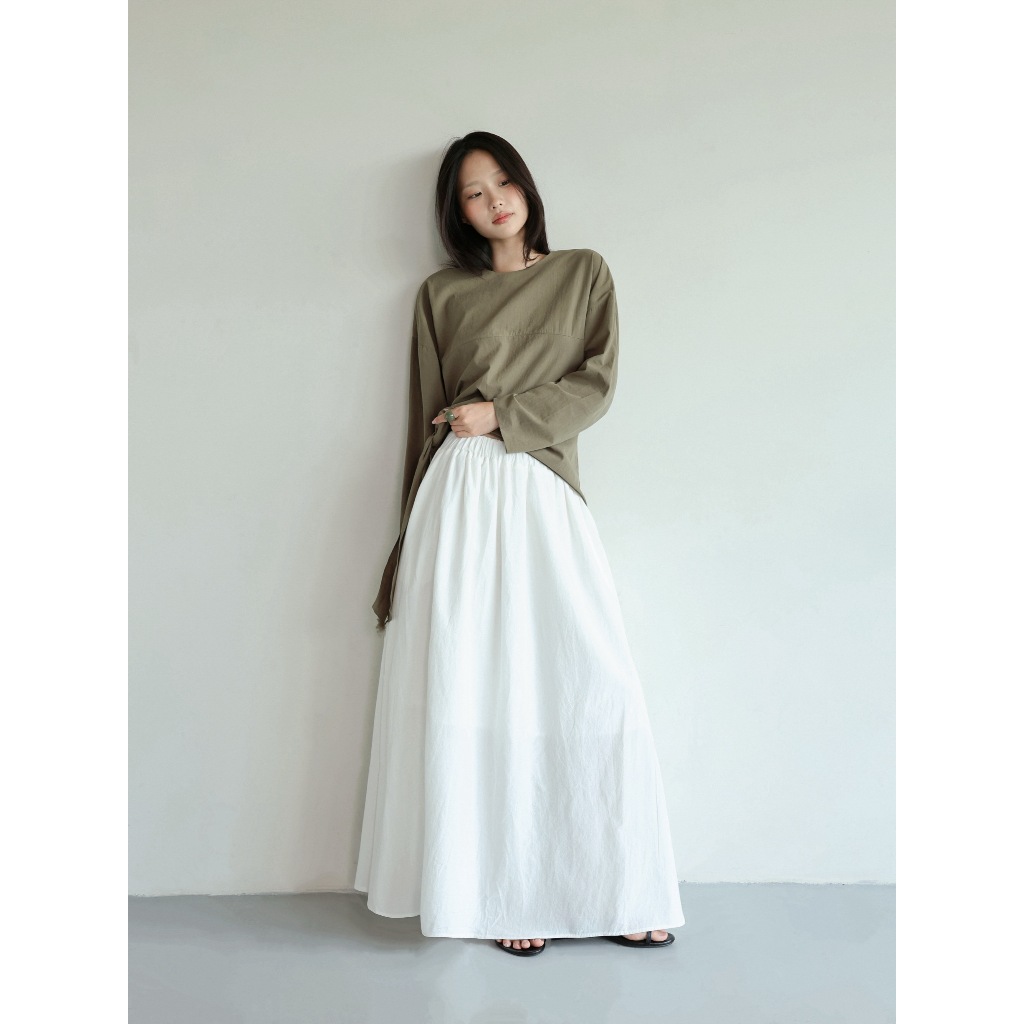 กระโปรงยาวเอวยางยืดเกาหลี |เช่น | CARA SKIRT