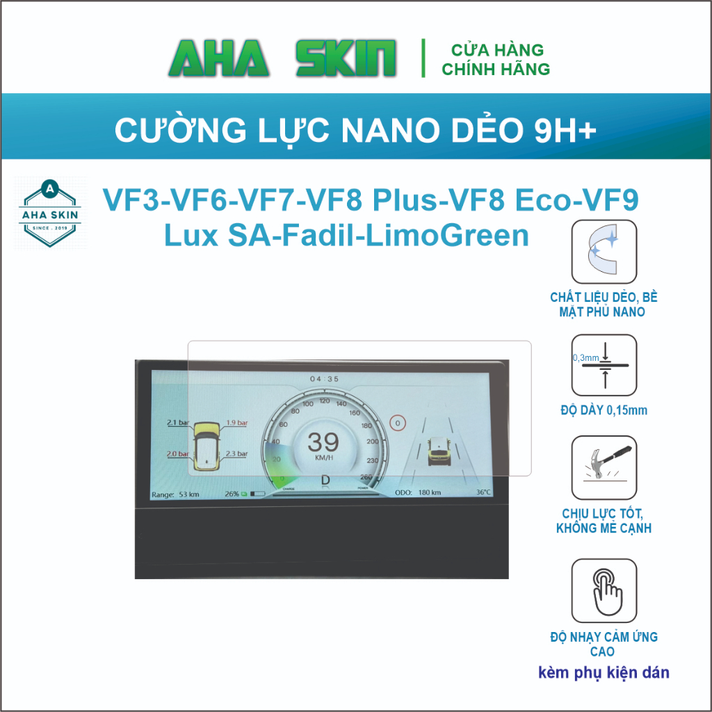หน้าจอรถนาโนพลาสติกเหนียว Vinfast VF3 VF5 VF6 VF7 VF8 Eco Plus VF9 V FE34 Fadil Lux SA ศูนย์ที่นั่งด