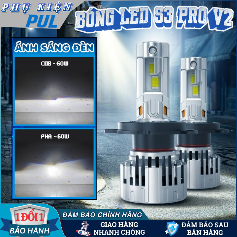 X-Light S3 Pro V2 ไฟ LED, ไฟ Super Bright 60W, Pins H1 H4 H7 H11 9005 9012, 2 ปี