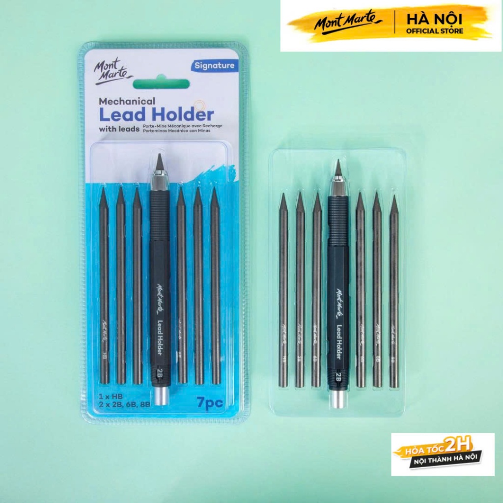 Mont Marte Pressed Pencil พร้อม Nib HB 2B 6B 8B – Mechanical Lead Holder ดินสอ Nib แบบถอดได้สําหรับก