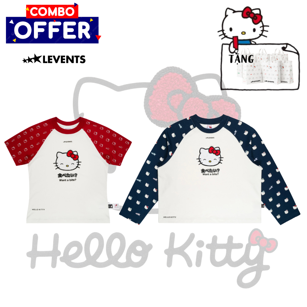 Levents x Hello Kitty | Joy Icon Heavyweight Raglan แขนยาว x Joy Icon Lightweight Raglan Regular