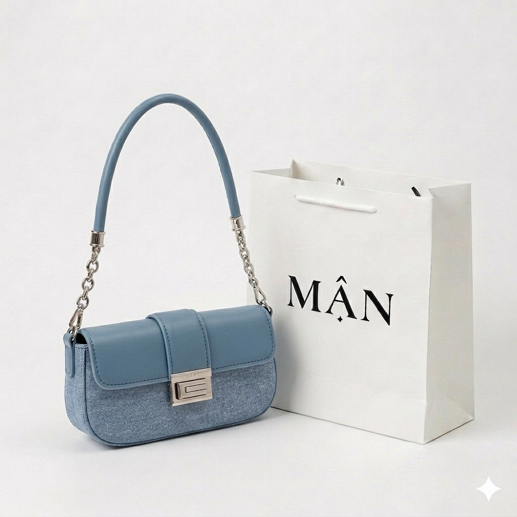 พลัม - Plum Slim Chic Blue Bag, กระเป๋าหนัง PU, Compact Form, ออกไปข้างนอกไปทํางาน