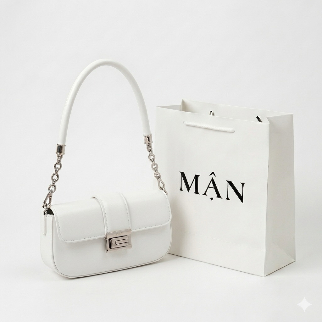 Plum - Plum Slim Chic กระเป๋าสีขาว, กระเป๋าหนัง PU, Compact Form, ออกไปทํางาน