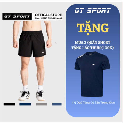 [ฟรีเสื้อยืด 1 ตัว] Combo of 3 T8 Split Shorts with Pockets, Windy Fabric, สบายสําหรับออกกําลังกาย, 