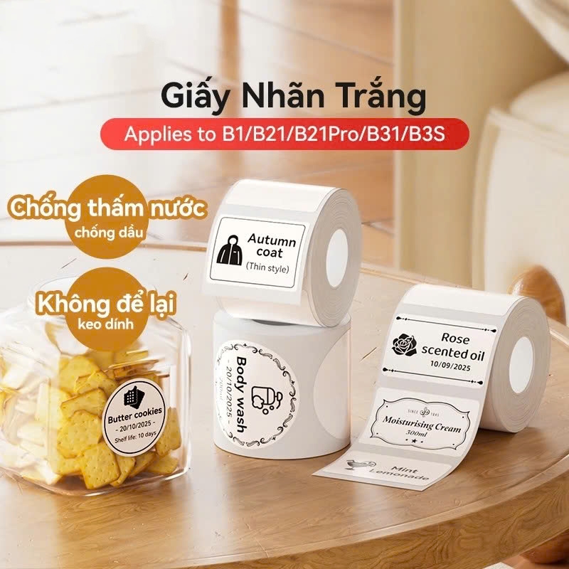 ฉลากความร้อนสีขาวสําหรับเครื่องพิมพ์ฉลาก Niimbot B21/B1/B3S/B31