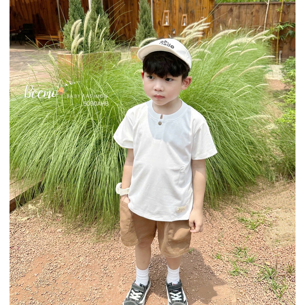 BEEMO Boys เสื้อยืดแขนสั้น Combo เสื้อยืดคอเรือสําหรับเด็กผู้ชาย รูปแบบที่สะดวกสบาย ง่ายต่อการพิกัด 