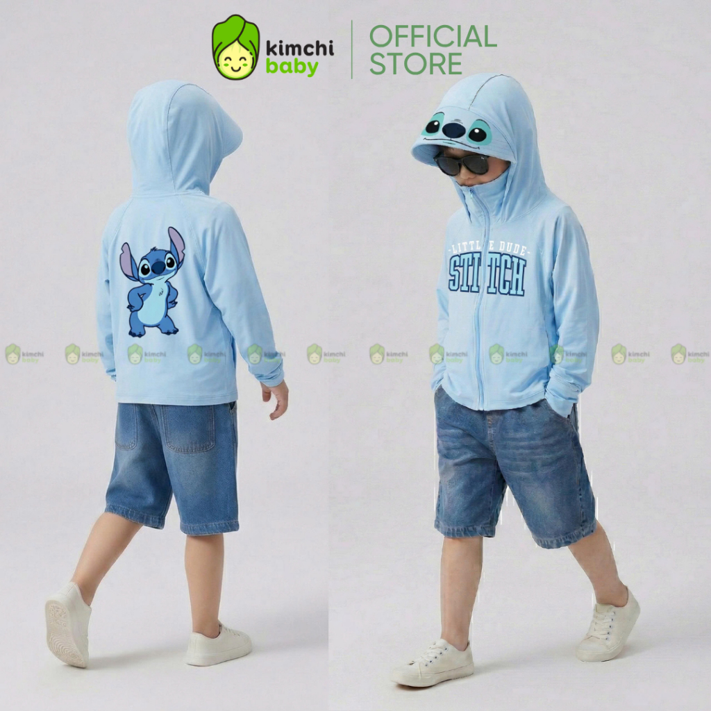 KIMCHIBABY เสื้อกันแดดสําหรับเด็กผู้ชายผ้าไอซ์คูลคุณภาพสูงระบายอากาศระบายความร้อนป้องกันรังสียูวีลาย