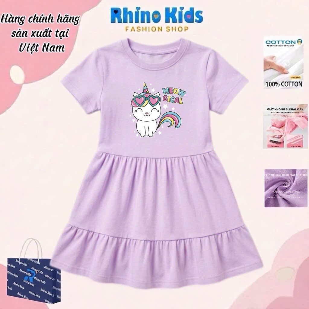 RHINO KIDS FASHION SHOP _ ชุดเดรสผ้าฝ้าย 4 ทิศทางสําหรับเด็กผู้หญิงผลิตในเวียดนาม V207