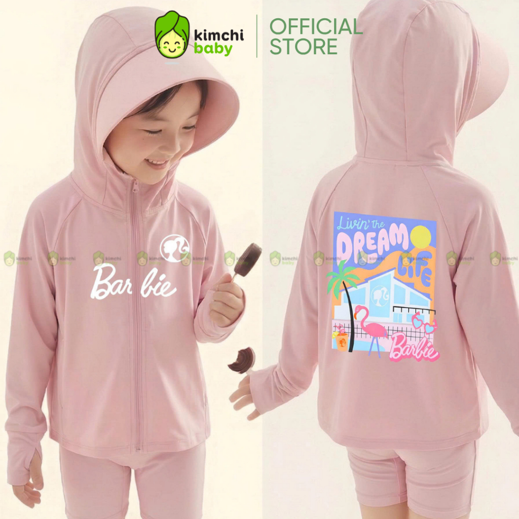 KIMCHIBABY เสื้อกันแดดสําหรับเด็กผู้หญิงผ้าไอซ์คูลคุณภาพสูงระบายอากาศระบายความร้อนป้องกันรังสียูวีลา