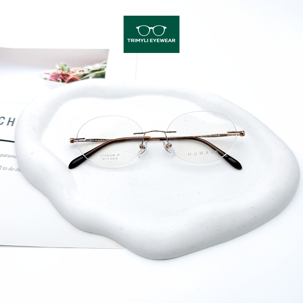 Vintage y2k Trimyli Glasses 90173 กรอบแว่นตาเจาะรูปไข่