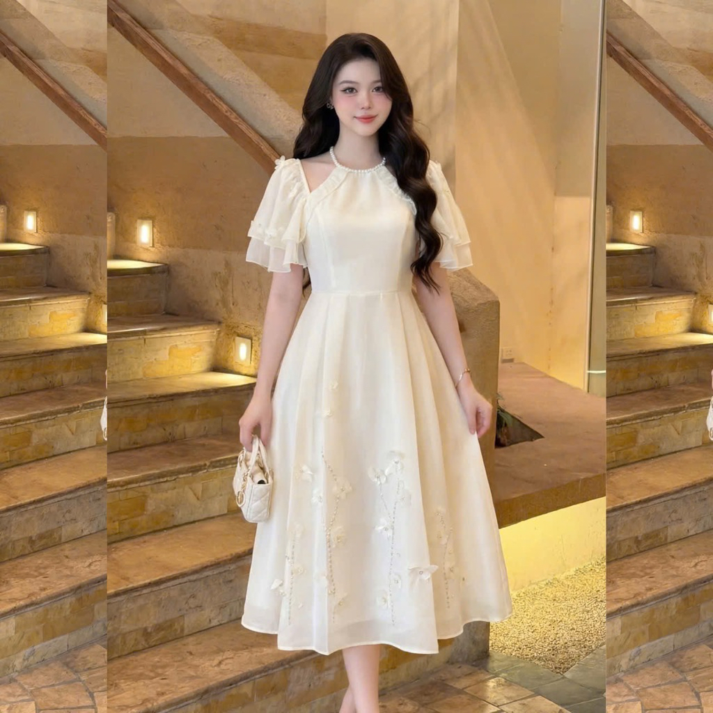 V61 PROM PRINCESS BEADED SLEEVE DRESS สําหรับงานปาร์ตี้, BRIDE WEDDING DRESS