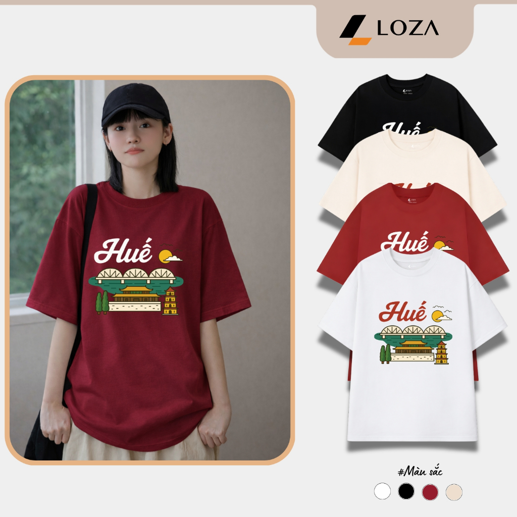 เสื้อยืด unisex พิมพ์ลาย Hue ผ้าคอตตอน 100% LOZA Unisex Local Brand UX30- US8529