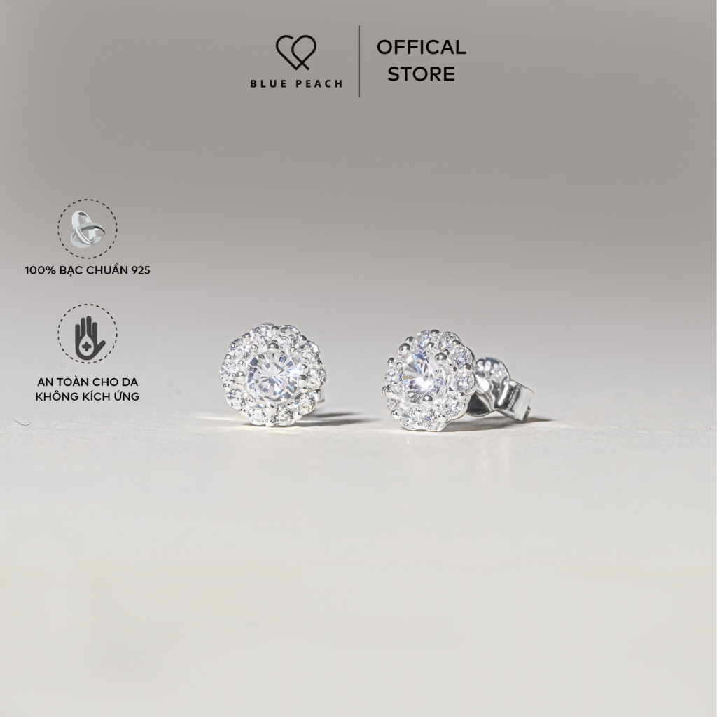 ต่างหูเงิน 925 Blue Peach KT Diamond In Circle V3 S - KT655 - S