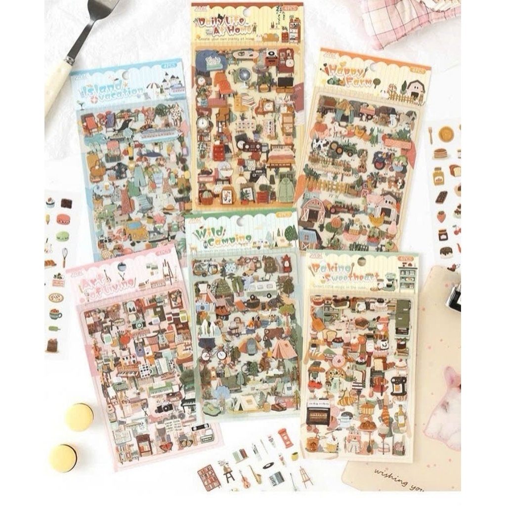 DAILY STICKER SET 4 แผ่น DAILY LIFE, NORMAL DAY VINTAGE STICKER SET