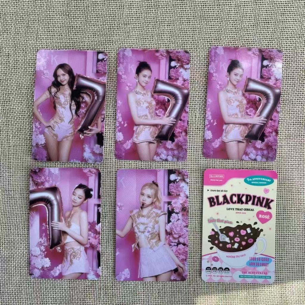 Blackpink 7th Anniversary Oatmeal Single Card Rose Card ของแท้ Edition