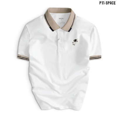 เสื้อยืด SPACE Polo คอเปิดล่าง BASIC CVC หนังจระเข้ยืดหรูหราหรูหรา