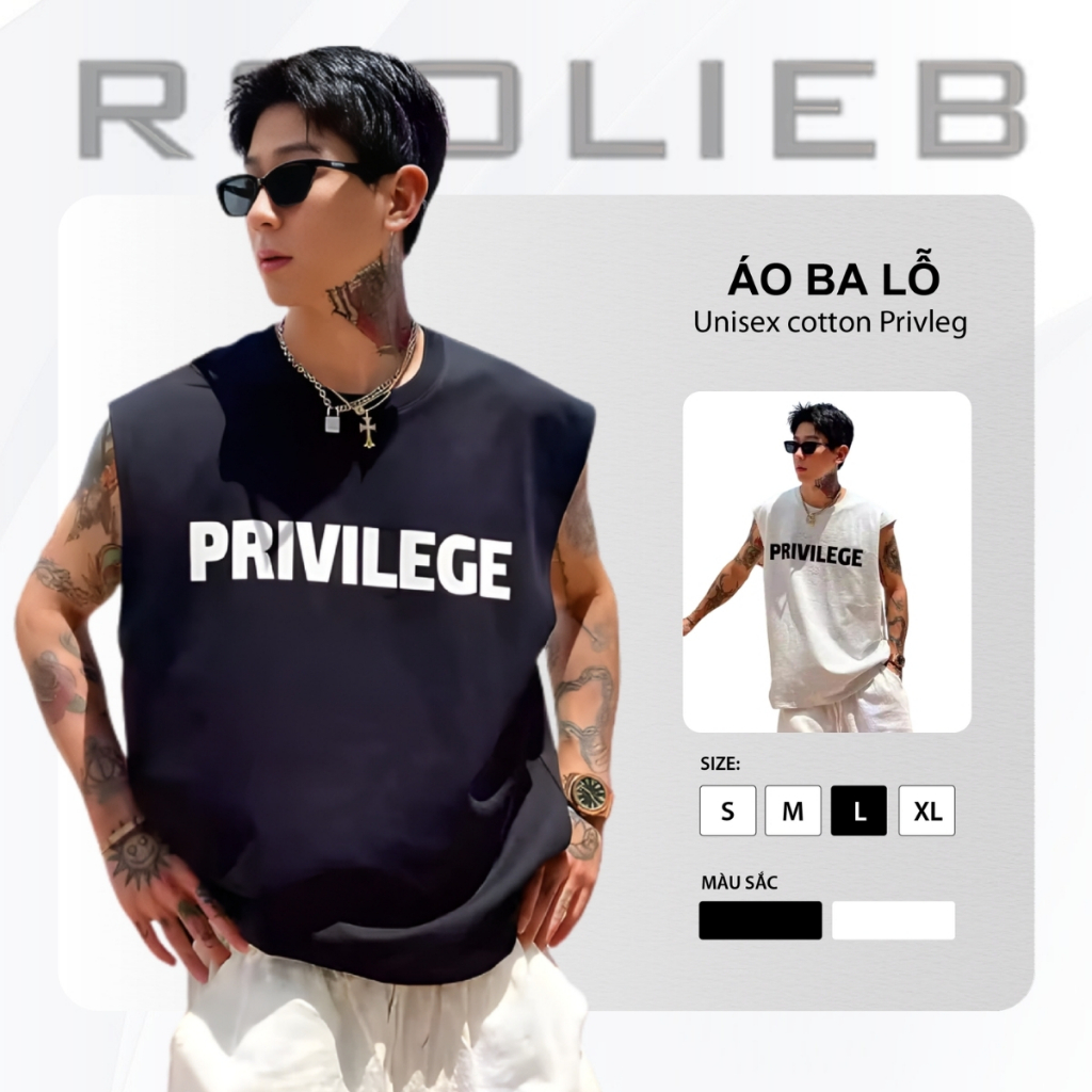Rooolieb เสื้อกล้ามผ้าฝ้าย Privleg Unisex เท่และโปร่ง AT001