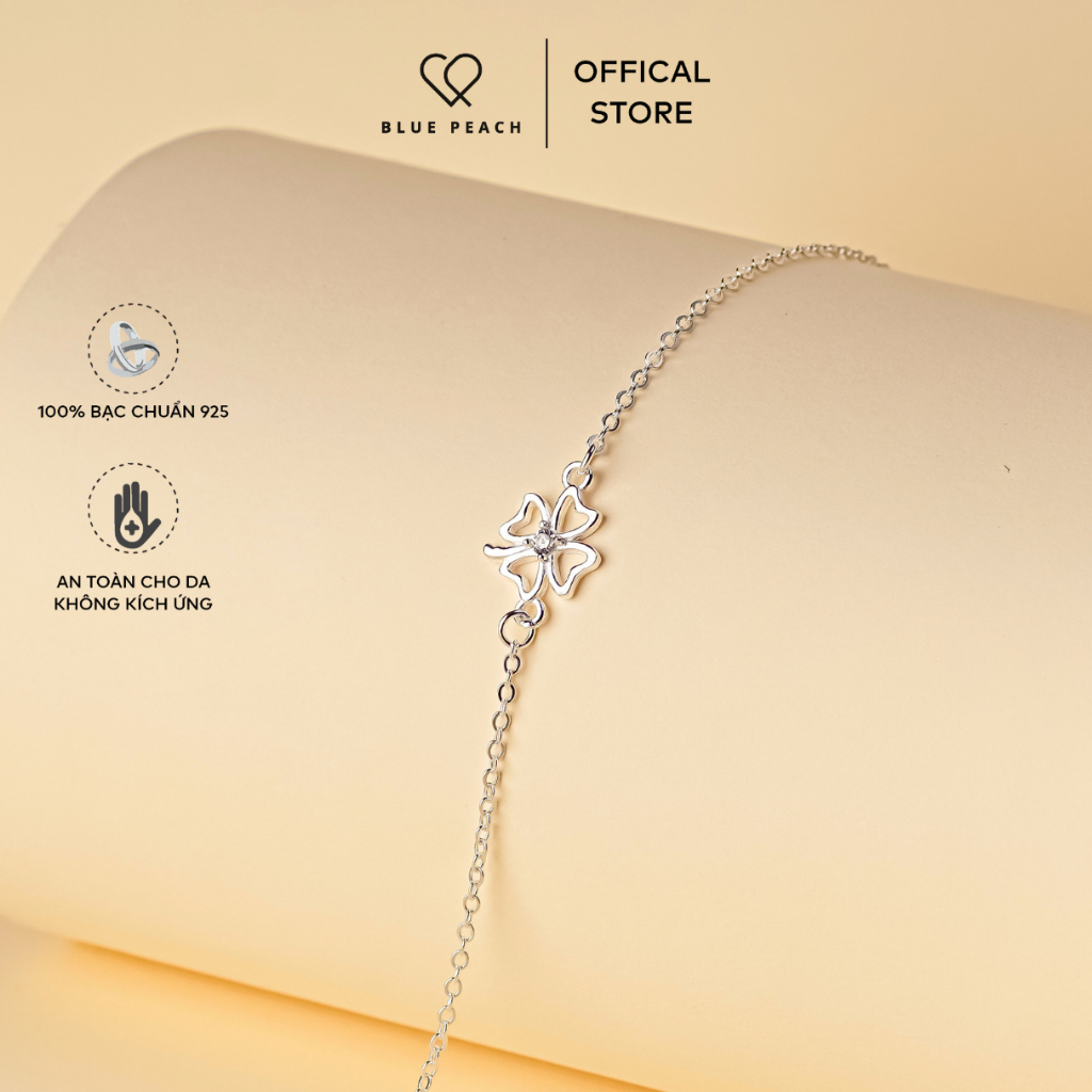 สร้อยข้อมือเงิน 925 Blue Peach LT Four Leaf Clover Hollow Wing - LT1085