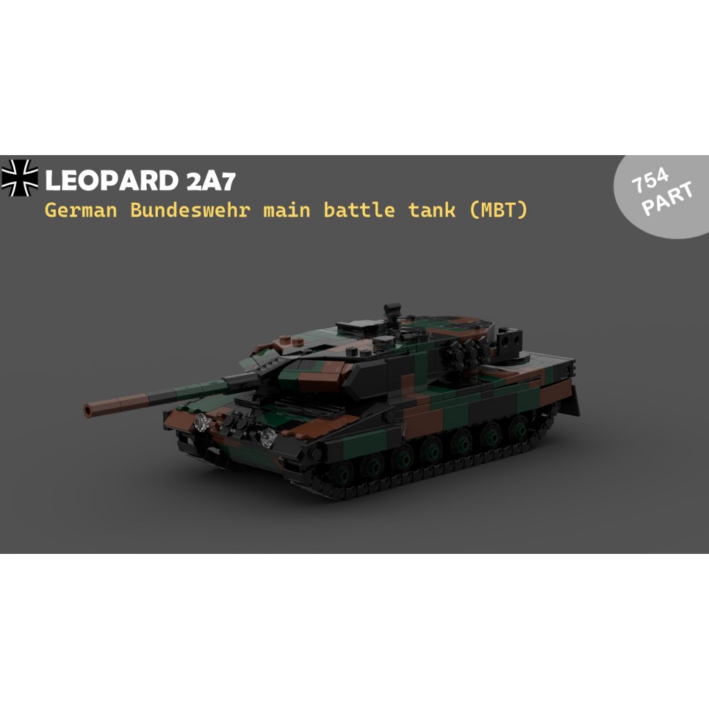 MOC ประกอบของเล่นสําหรับรถยนต์ MBT Leopard 2A7, ของเล่นโมเดลประกอบเสือดาว 2a พร้อมสติ๊กเกอร์