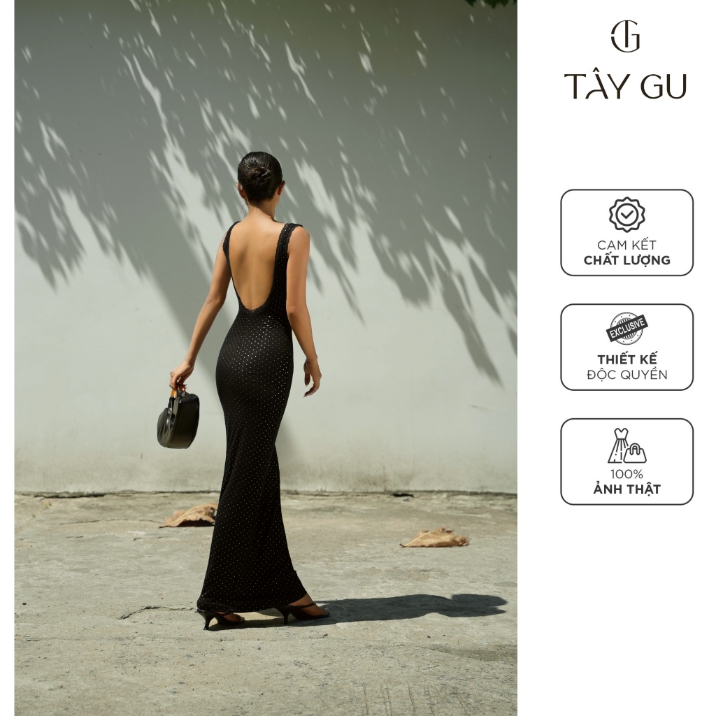 POPIS เดรสแขนกุดคอยูลายจุดพร้อมผ้าพันคอ TAY GU - DTK147