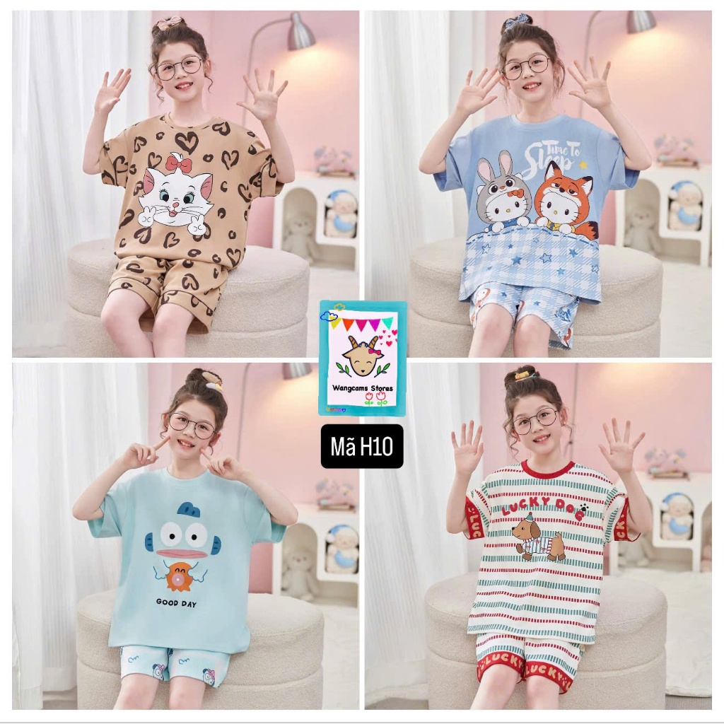 (รหัส H10) CUTE 4-way COTTON SU Short Sleeve Set with Super CUTE Cat, Clownfish, Puppy, Rabbit and F