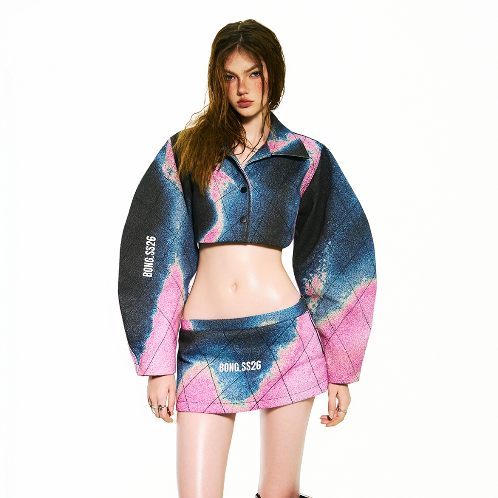 TATICHU - BONG Gradient Aline Skirt - กระโปรงสั้นเอฟเฟกต์เปลี่ยนสี