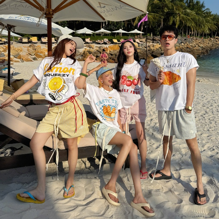 AB HOUSE - SUMMER เสื้อยืด Boxy แฟชั่นผู้ชายและผู้หญิง
