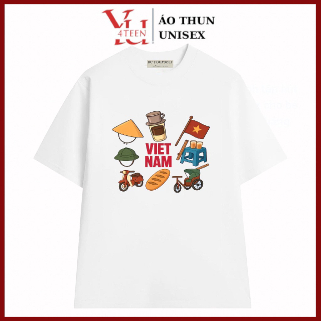 เสื้อยืด Unisex Tee ICON VN VIETAM VIETNAM FOOOD DRINK BREAD HAT พิมพ์ Travel DL Tour Travel HOT TRE