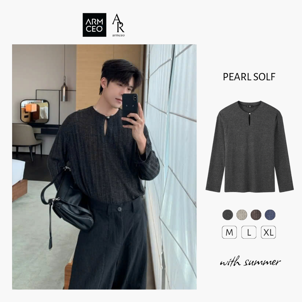 เสื้อยืดฤดูร้อน ARMCEO Pearl Solf ผลิตจากวัสดุผ้ามงกุฎแฟนซี สุดเท่ เหมาะสําหรับออกนอกบ้านหรือไปเที่ยวทะเล -ART10