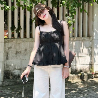 (OLDSCHOOL PHOTO) LILI TOP A1611 เสื้อกล้ามฤดูร้อนลายสก๊อตลายดอกไม้ TOP