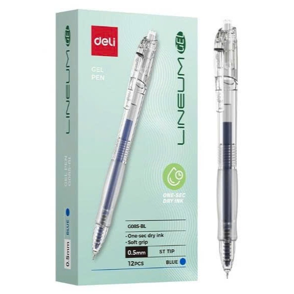 ปากกาเจล Deli EG08S พร้อมหมึกเหลว - จังหวะหมึกเรียบ - ปลายปากกา 0.5 มม