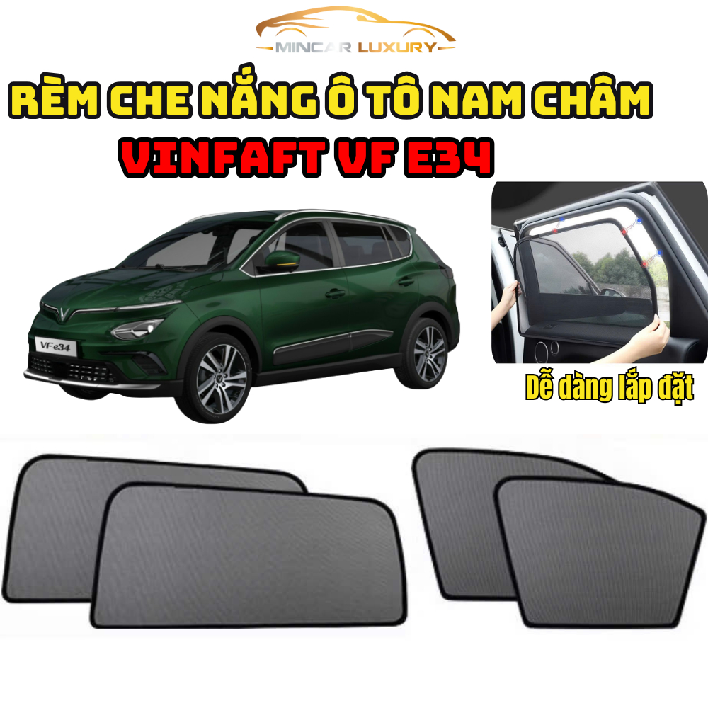 VINFAST VF E34 Car Sun Shades - ชุด 4 VINFAST Car Magnetic Adhesive Sun Shades, รูปแบบมาตรฐาน, Good 