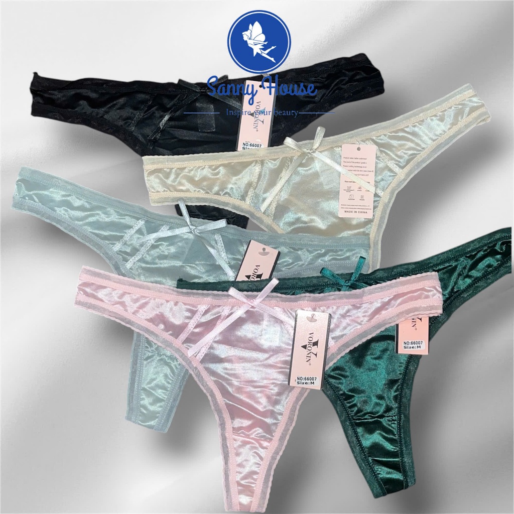 66057 Sanny House Silk Lace Thongs พร้อมโบว์น่ารัก