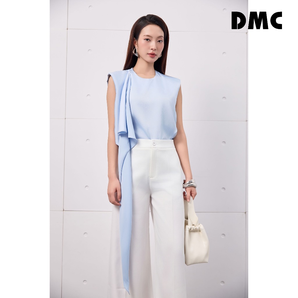 DMC เสื้อไหมผู้หญิงคอปกนัวเนีย (เสื้อไหมสีน้ําเงิน)