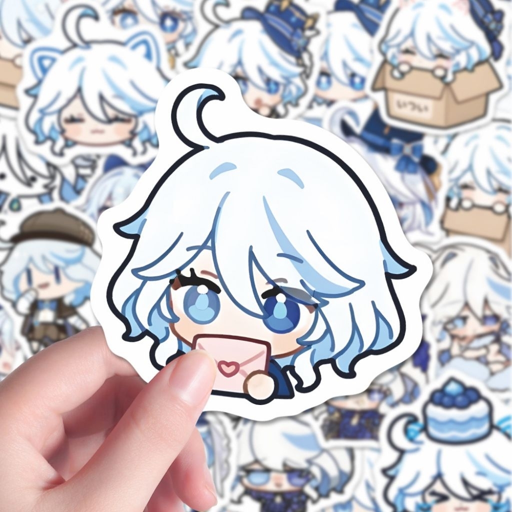 สติ๊กเกอร์ Chibi 58 ชิ้น Furina - Lovely Genshin Impact ใช้ติดกระเป๋าเดินทาง แล็ปท็อป ฯลฯ ทําเอง