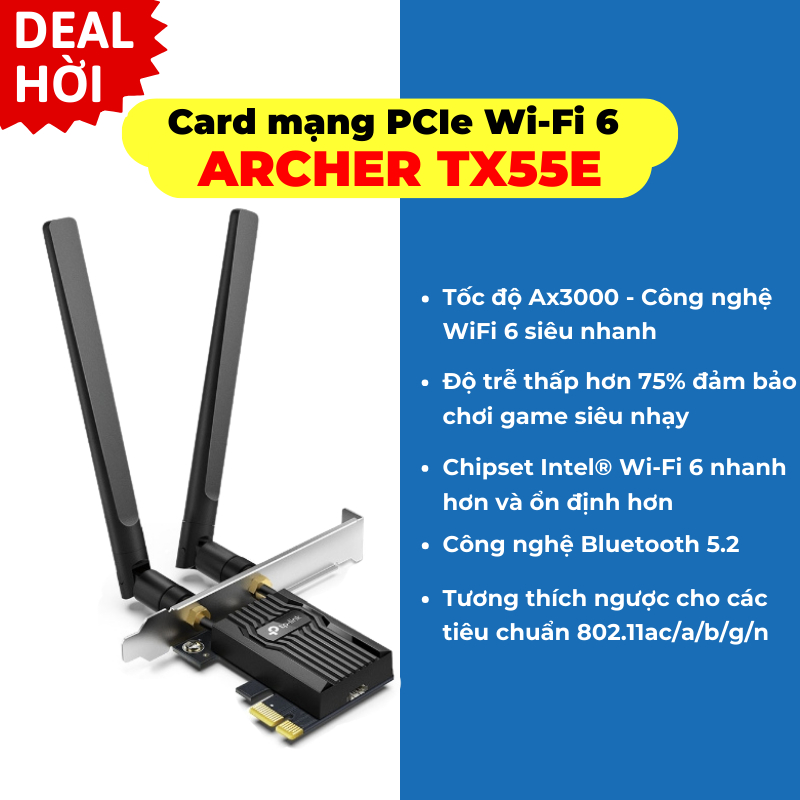 Tplink AX3000 Archer TX55E WiFi 6 การ์ดเครือข่าย Bluetooth 5.2