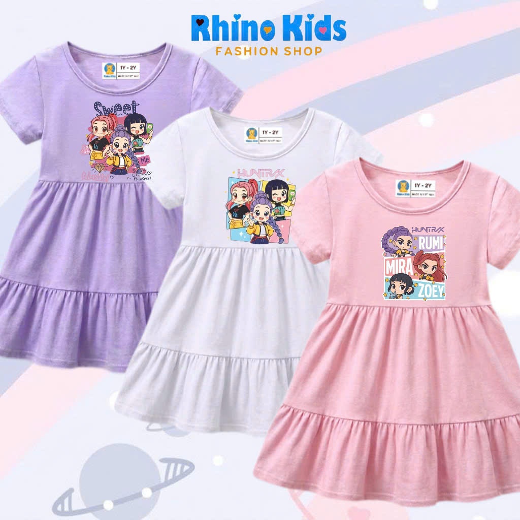RHINO KIDS FASHION SHOP _ ชุดเดรสผ้าฝ้าย 4 ทิศทางสําหรับเด็กผู้หญิงผลิตในเวียดนาม V202