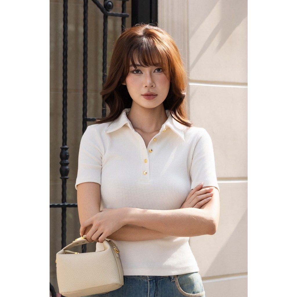 SUGUS AT01 เสื้อยืดคอปกโปโล ทําจากผ้าจั๊มยืดสุดคูล ครีม/ดํา/แดง ไซส์ S/M.